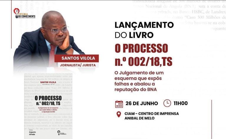 Jornalista Santos Vilola lança livro sobre o julgamento do caso dos 500 milhões de dólares do BNA